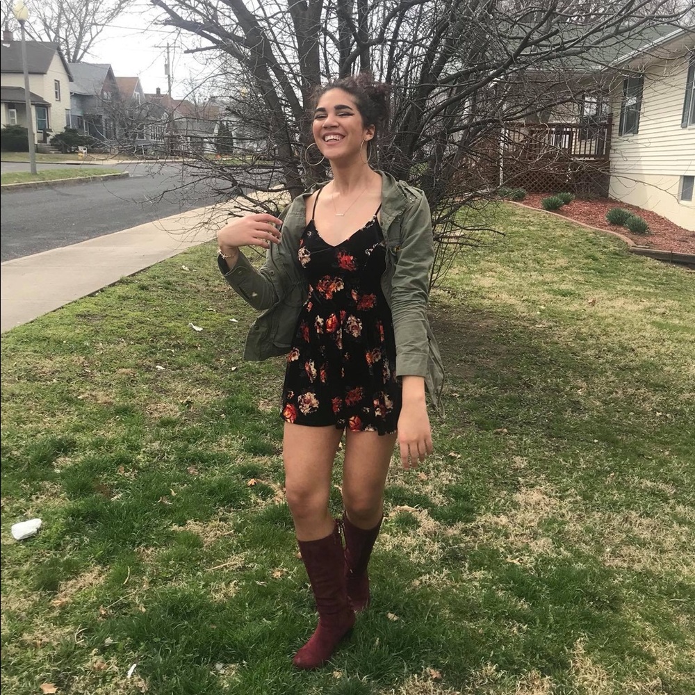 Floral Black Romper